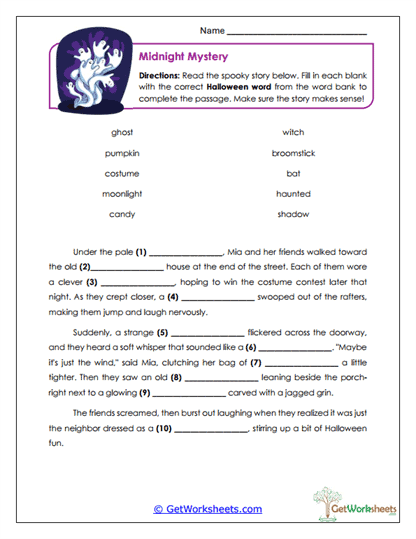 Midnight Mystery Worksheet