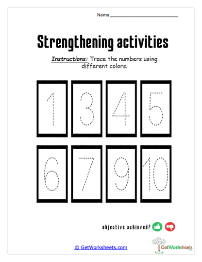 Number Tracing Workout Worksheet