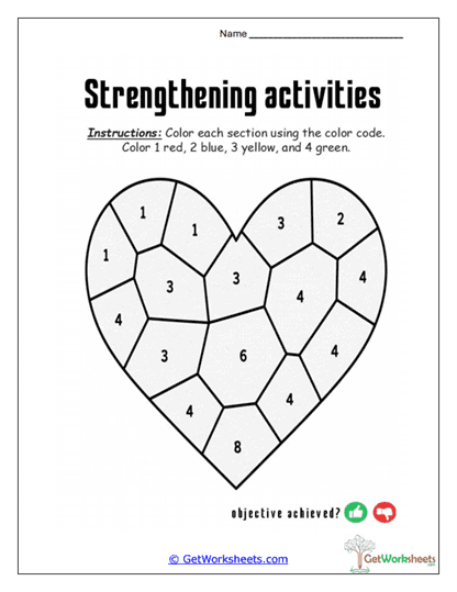Color-by-Number Heart Worksheet
