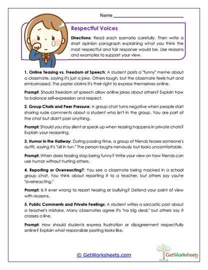 Respectful Voices Worksheet