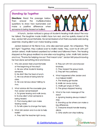Standing Up Together Worksheet