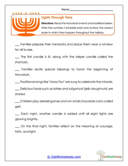 Lights Through Time Worksheet