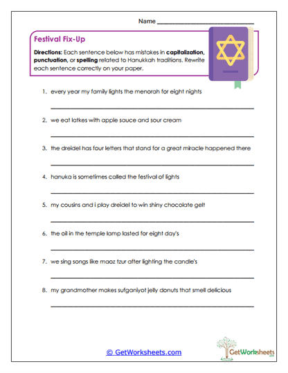 Festival Fix-Up Worksheet