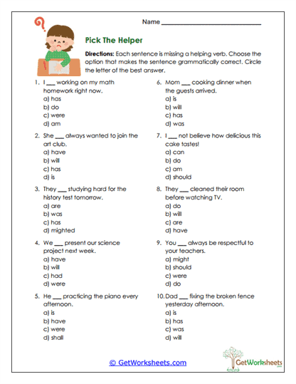 Multiple Choice Worksheet