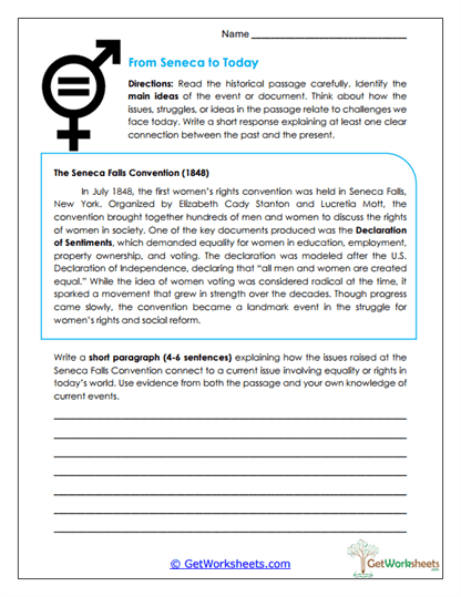 From Seneca to Today Worksheet