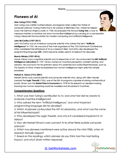 Pioneers of AI Worksheet