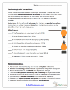 Technological Connections Worksheet - Linking AI & Innovation