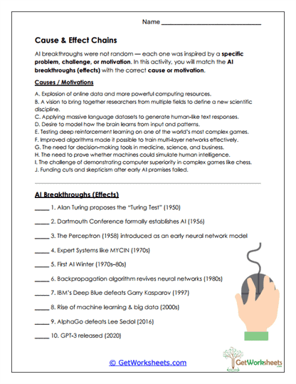 Cause and Effect Chains Worksheet
