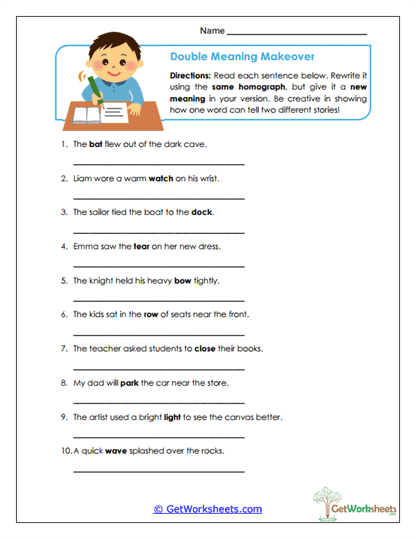 Double Meaning Makeover Worksheet