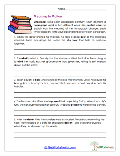 Meaning in Motion Worksheet