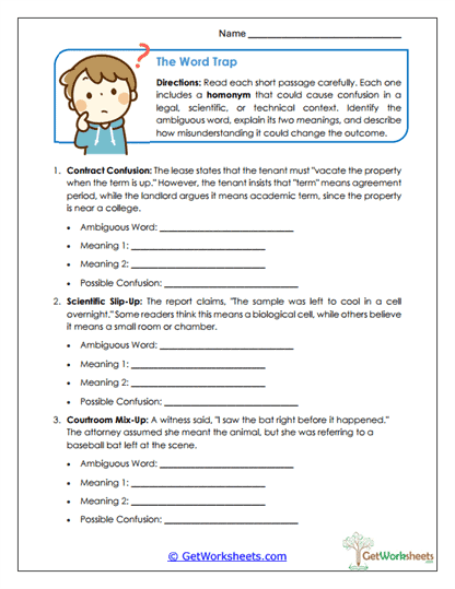 The Word Trap Worksheet