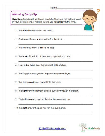 Meaning Swap-Up Worksheet
