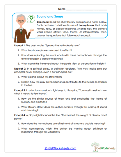 Sound and Sense Worksheet