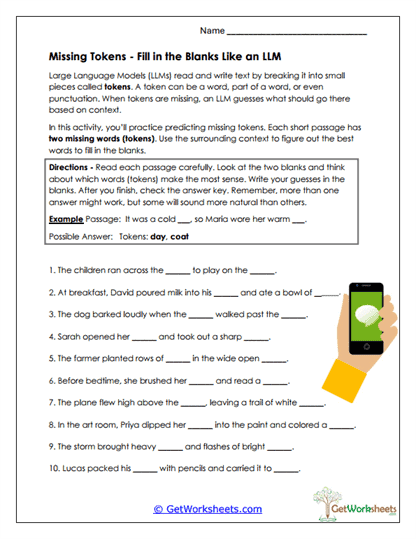 Missing Tokens Worksheet