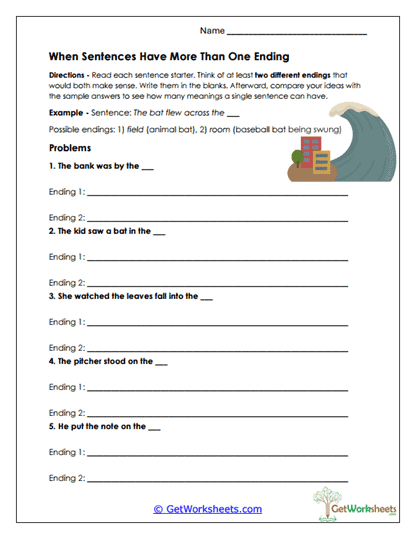 Multiple Endings Worksheet