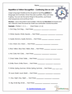 Pattern Recognition Worksheet - Sequencing and Logical Reasoning