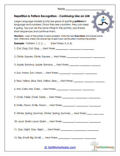 Pattern Recognition Worksheet