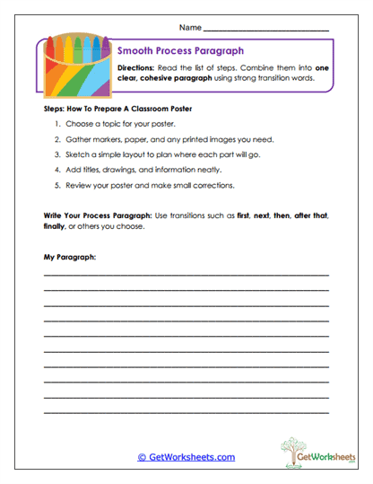 Smooth Process Paragraph Worksheet