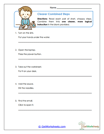 Clearer Combined Steps Worksheet