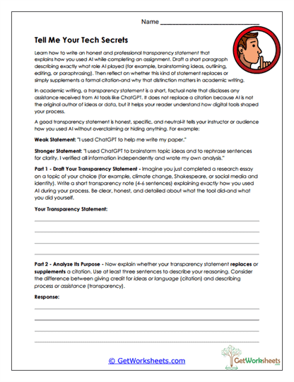 Tech Transparency Worksheet