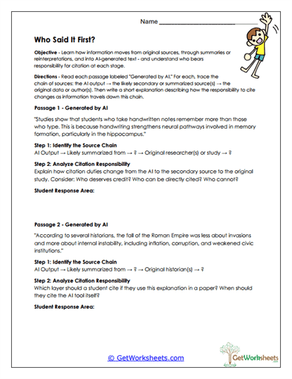 Who Said It First? Worksheet