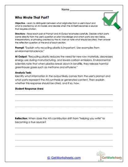 Who Wrote That? Worksheet