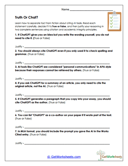 Truth or Chat? Worksheet