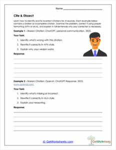 Cite & Dissect Worksheet - APA & MLA Citation Analysis