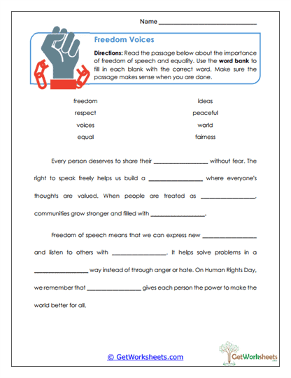 Freedom Voices Worksheet