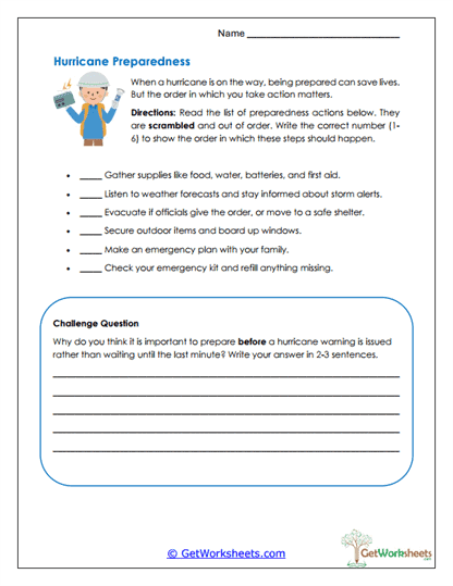 Preparedness Steps Worksheet