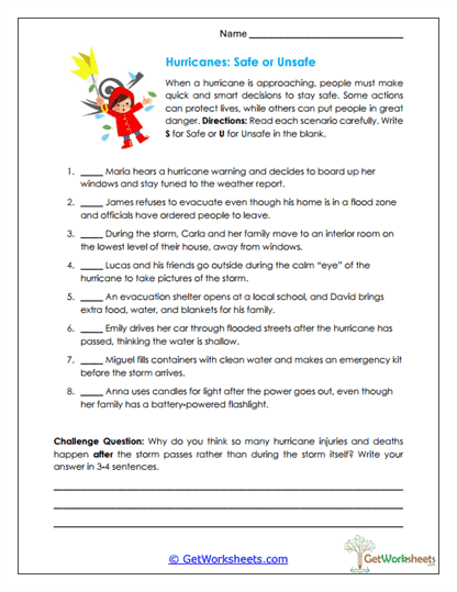 Safe or Unsafe? Worksheet