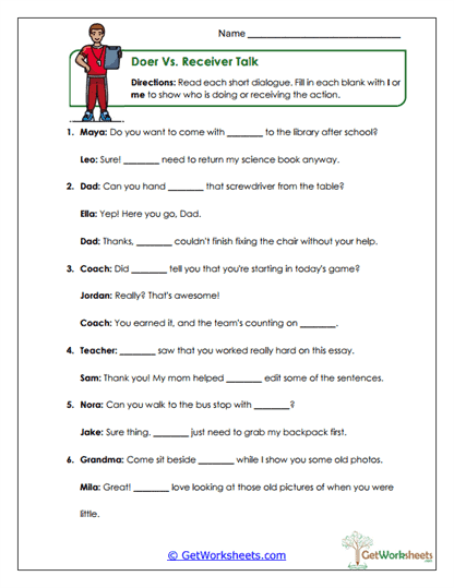 Doer or Receiver? Worksheet