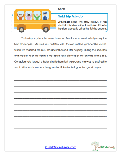 Field Trip Mix-Up Worksheet