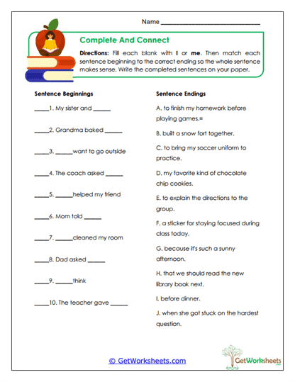 Complete and Connect Worksheet