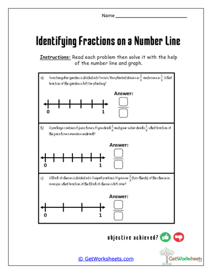 Everyday Fraction Lines Worksheet