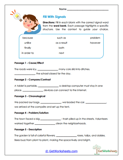 Fill with Signals Worksheet