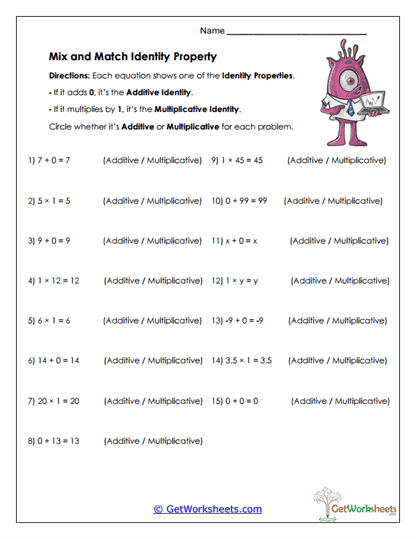 Mix and Match Identity Worksheet