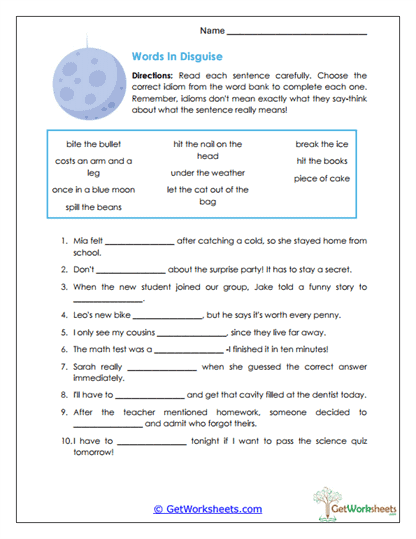 Words in Disguise Worksheet