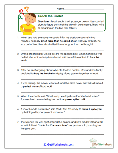 Crack the Code Worksheet