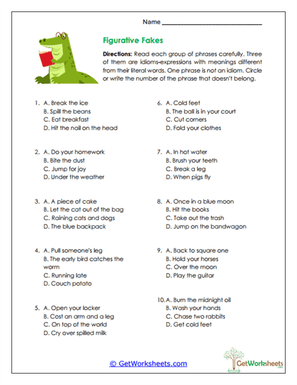 Figurative Fakes Worksheet