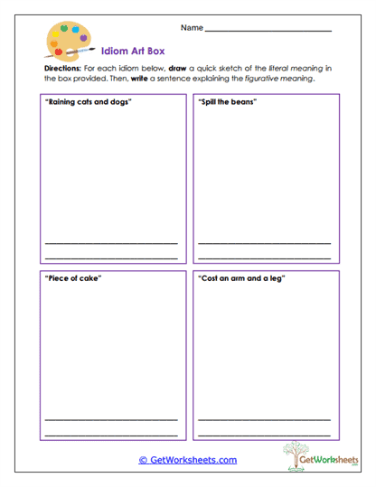 Idiom Art Box Worksheet