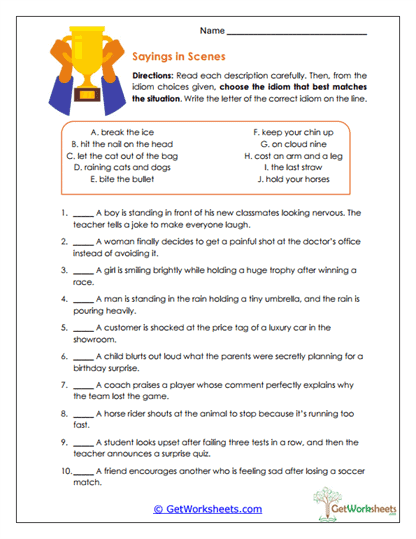 Sayings in Scenes Worksheet