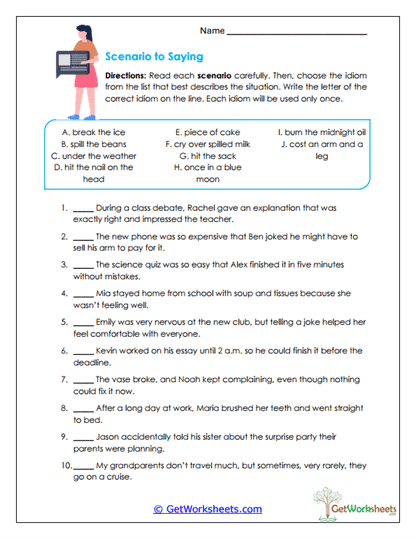 Scenario to Saying Worksheet