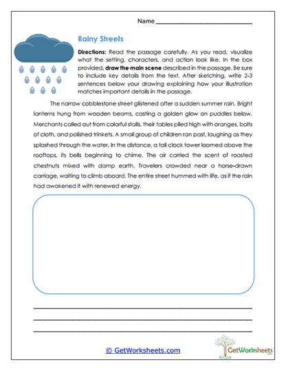 Rainy Streets Worksheet