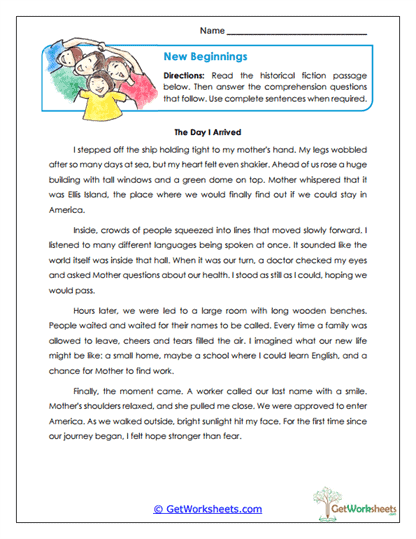 New Beginnings Worksheet