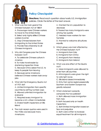 Policy Checkpoint Worksheet