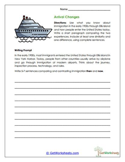 Arrival Changes Worksheet