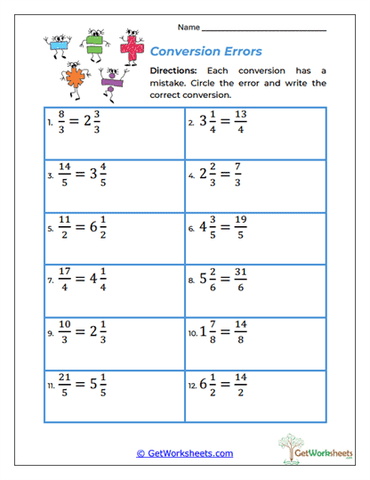 Conversion Errors Worksheet