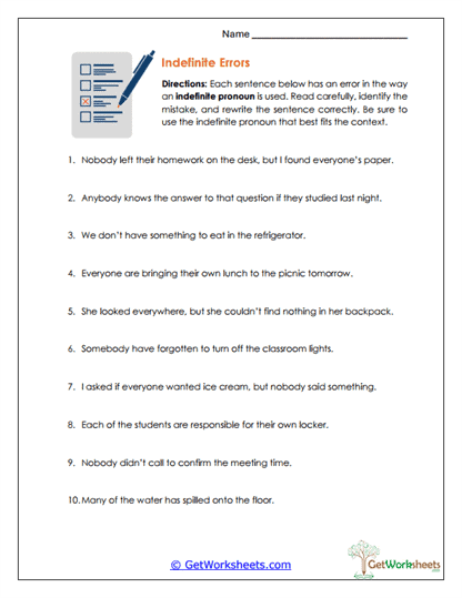 Usage Errors Worksheet