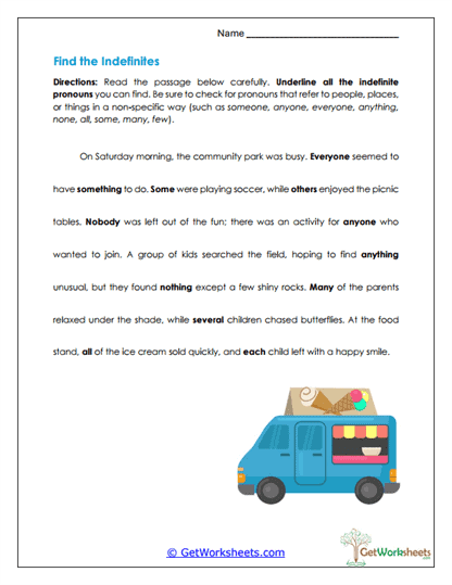 Underline Them Worksheet